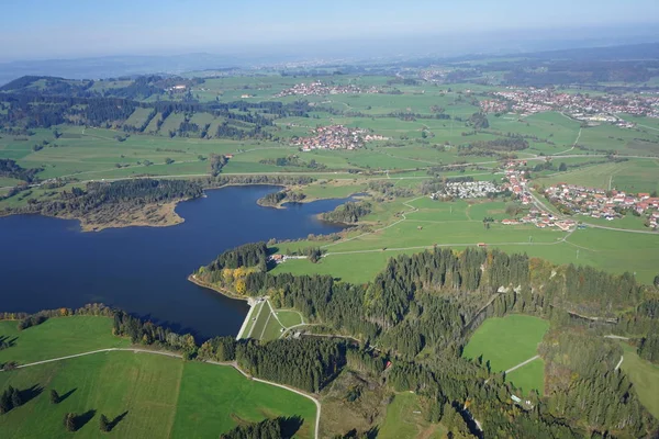 Vista Aérea Paisagem Allgu Entre Kempten Fssen — Fotografia de Stock