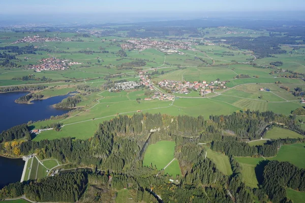 Vista Aérea Del Paisaje Allgu Entre Kempten Fssen —  Fotos de Stock