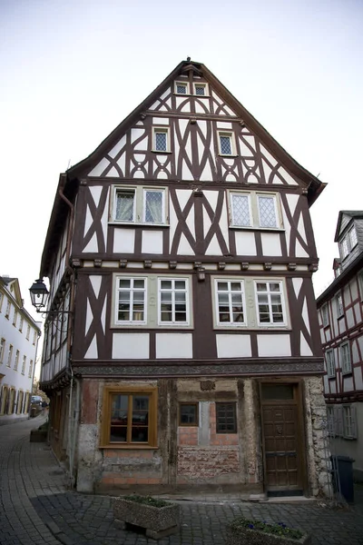 Czerwono Białe Domy Muru Pruskiego Limburg Der Lahn Niemcy — Zdjęcie stockowe