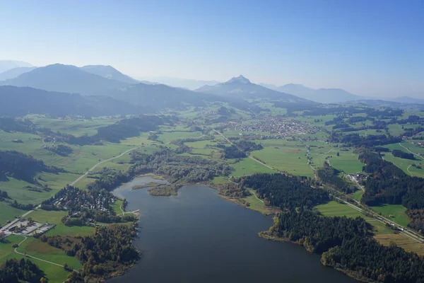 Luftaufnahme Der Landschaft Allgäu Zwischen Kempten Und Füssen — Stockfoto