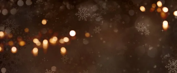 Fundo Natal Escuro Com Bokeh Dourado Festivo Flocos Neve Concurso — Fotografia de Stock