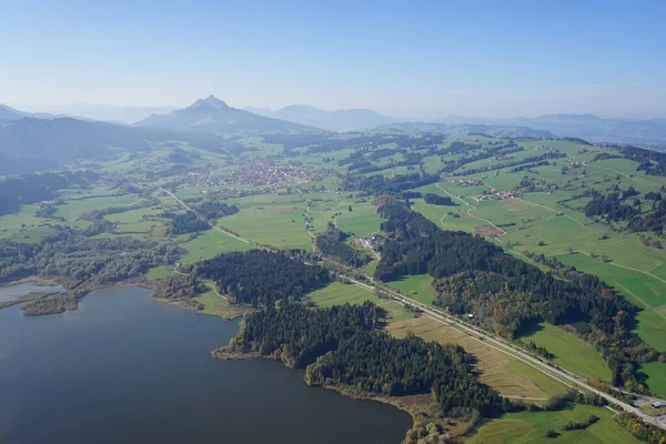 Luftaufnahme Der Landschaft Allgäu Zwischen Kempten Und Füssen — Stockfoto