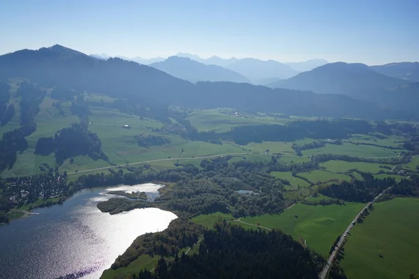 Luchtfoto Van Het Landschap Allgu Tussen Kempten Fssen — Stockfoto