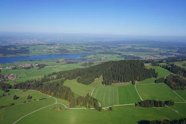 Vista Aérea Paisagem Allgu Entre Kempten Fssen — Fotografia de Stock