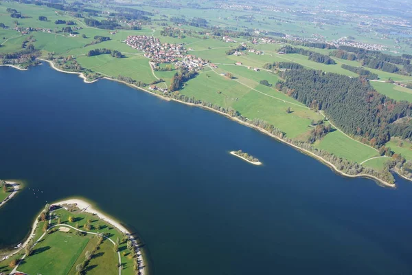 Vista Aérea Paisagem Allgu Entre Kempten Fssen — Fotografia de Stock