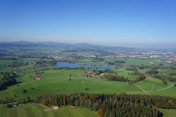 Vista Aérea Del Paisaje Allgu Entre Kempten Fssen —  Fotos de Stock