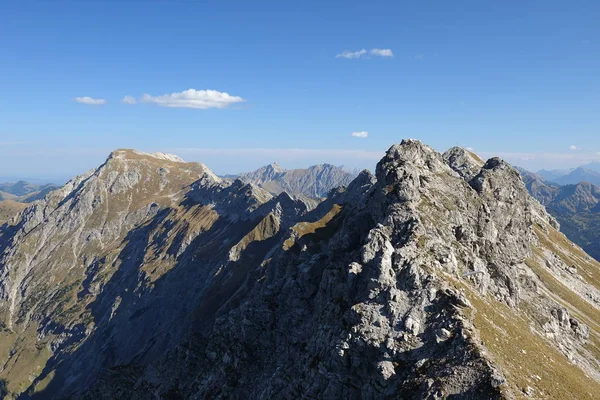 Vista Nebelhorn Para Altas Montanhas Vizinhas Allgu Alpes Austríacos — Fotografia de Stock