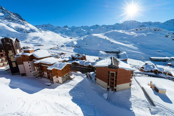 Panorama Van Beroemde Val Thorens Franse Alpen Bij Nacht Vanoise — Stockfoto