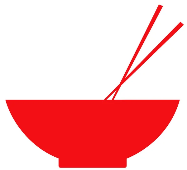 Bacchette Ciotola Rossa Pasto Asiatico Tradizionale Illustrazione — Foto Stock