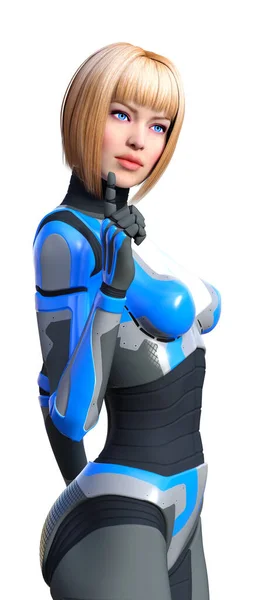 Rendering Female Robot Isolated White Background — Stock Photo, Image