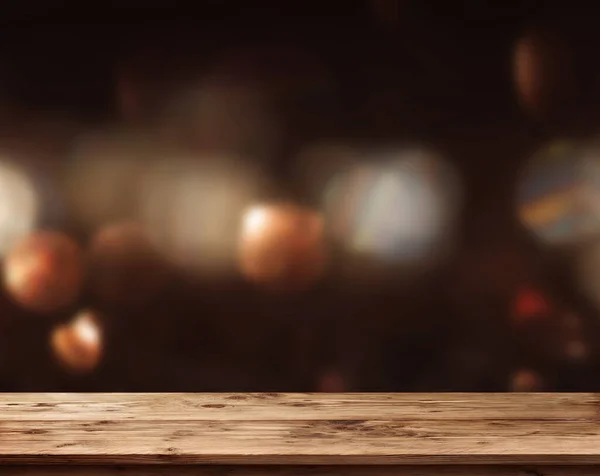 Старий Сільський Дерев Яний Стіл Абстрактним Темним Фоном Боке Прикрас — стокове фото