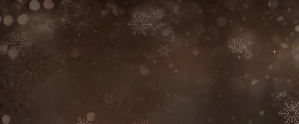 Goldbrauner Weihnachtlicher Hintergrund Mit Schneeflocken Und Festlichem Bokeh — Stockfoto