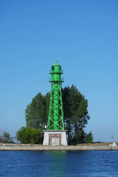 Faro Canal Piastowski Swinoujscie Conecta Laguna Odra Con Mar Báltico — Foto de Stock