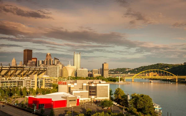 Vista Del Horizonte Del Centro Pittsburgh Desde Río Ohio — Foto de Stock