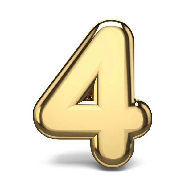 Golden Number Four Render Illustration Isolated White Background — Stock Photo, Image