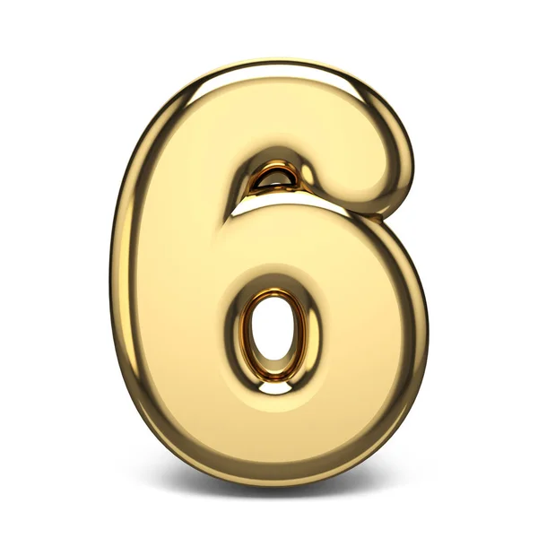 Numărul Aur Six Face Ilustrație Izolată Fundal Alb — Fotografie, imagine de stoc