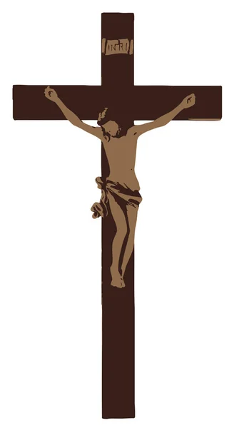 Коричневый Деревянный Христианский Крест Распятия Иисуса Христа Святой Молитве Иллюстрации — стоковое фото
