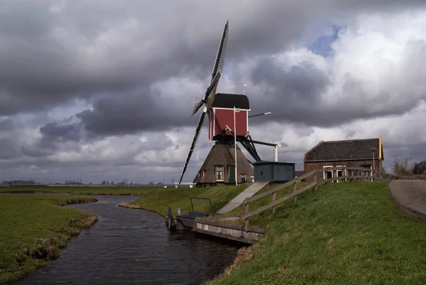 Heavy Clouds Hoogmadese Windmill Dutch Village Hoogmade — Stock Photo, Image