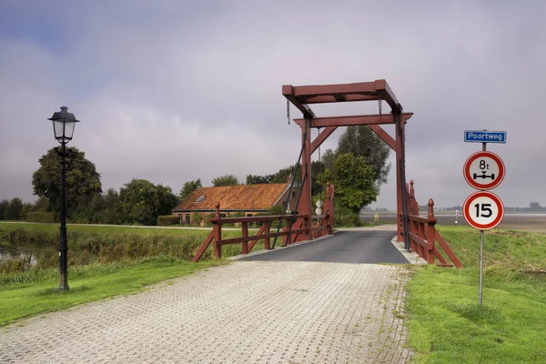 Drawbridge Roat Dutch Fortified Town Oudeschans Province Groningen — стоковое фото