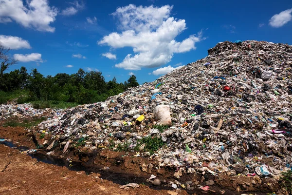 Discarica Nella Natura Con Cielo Blu Nuvole — Foto Stock