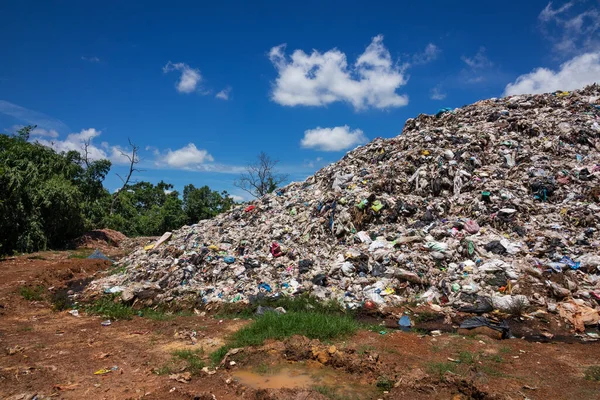 Discarica Nella Natura Con Cielo Blu Nuvole — Foto Stock