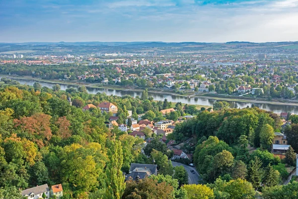 Dresden Saxony Almanya Nehir Elbe Üzerinde Havadan Görünümü — Stok fotoğraf