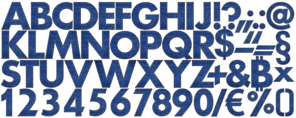 Ogromna Kolekcja Zestaw Denim Niebieskie Dżinsy Indygo List Numer Znak — Zdjęcie stockowe