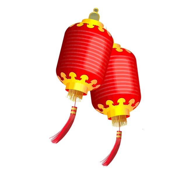 China Papel Lanterna Vermelho Festival Ano Novo Tradicional Cultura Ilustração — Fotografia de Stock
