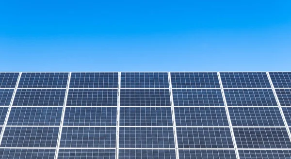 Solceller För Ren Energi Med Blå Himmel Bakgrund Plats För — Stockfoto