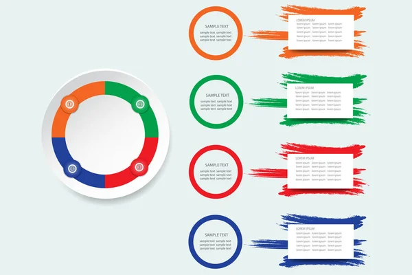 Plantilla Infográfica Con Círculos Etiquetas Papel Cuatro Colores Etiquetas Blanco —  Fotos de Stock