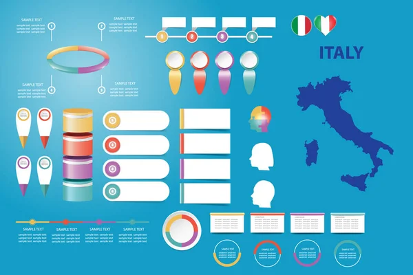 Infographic Gazdasági Szociológiai Demográfiai Egyéb Előadások Vak Térkép Olaszország Időszerűség — Stock Fotó