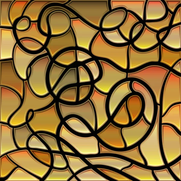 Abstracte Vector Glas Lood Mozaïek Achtergrond Geel Bruin — Stockfoto