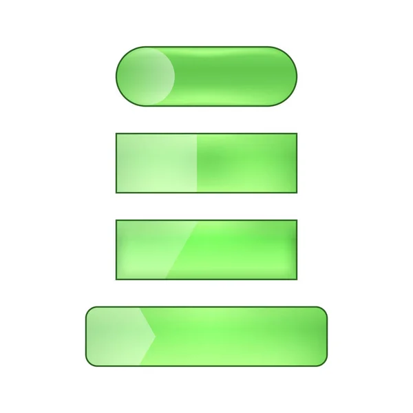 Vettore Luminoso Lucido Web Pulsanti Set Verde — Foto Stock