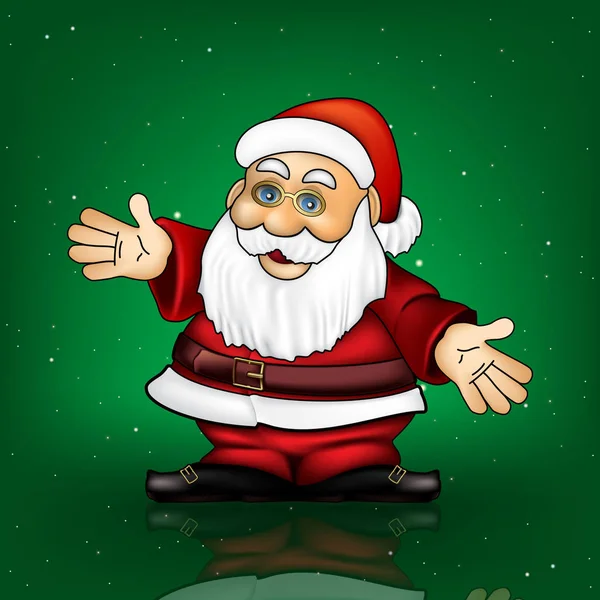 Boże Narodzenie Zielone Powitanie Santa Claus Płatki Śniegu — Zdjęcie stockowe