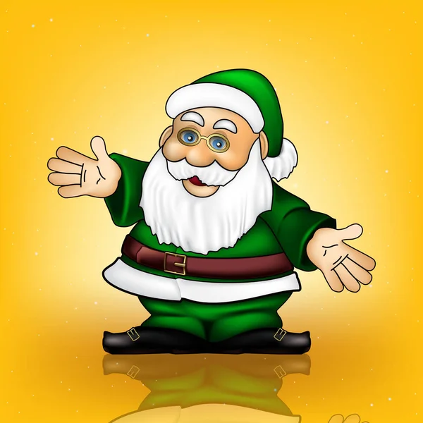 Boże Narodzenie Żółty Powitanie Santa Claus Płatki Śniegu — Zdjęcie stockowe