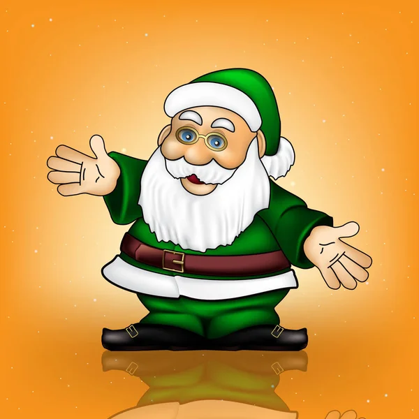 Natale Arancione Saluto Con Babbo Natale Fiocchi Neve — Foto Stock