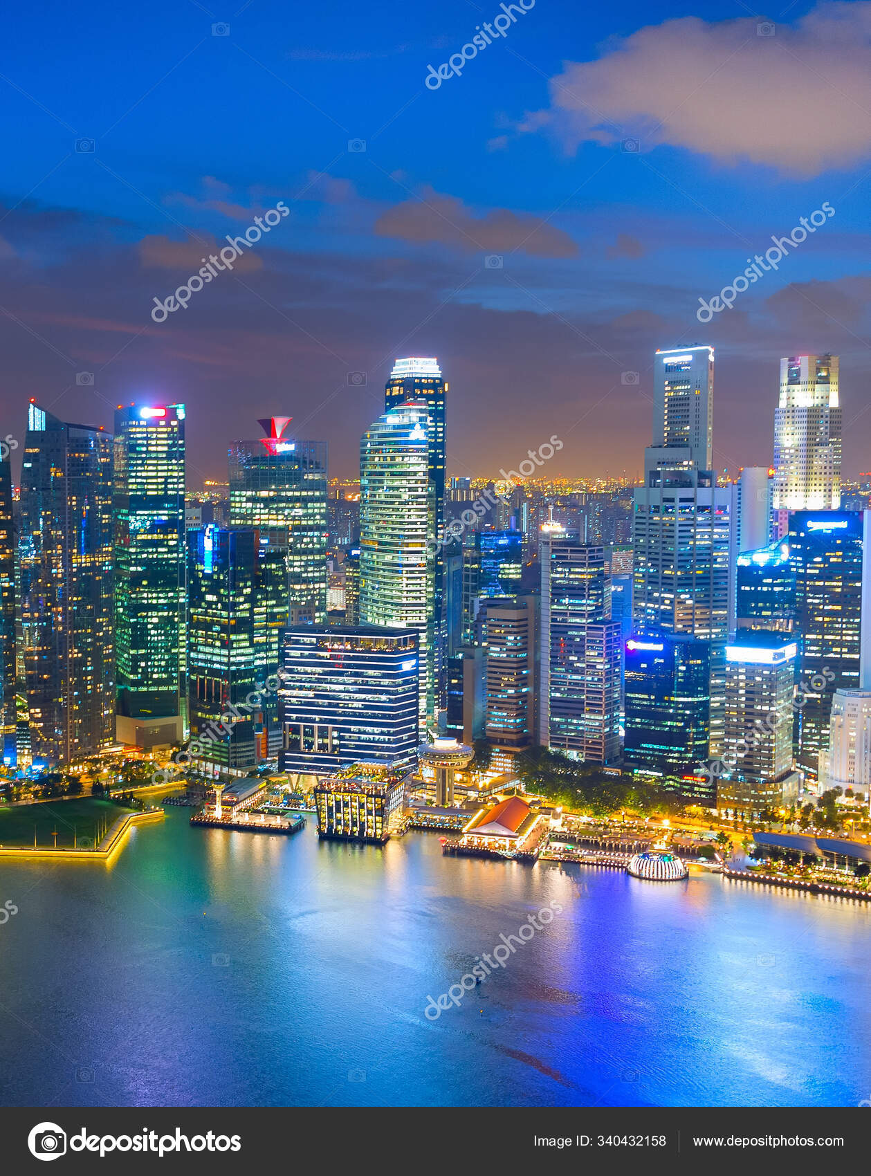 Skyline A rienne Centre Ville  Singapour  Nuit 