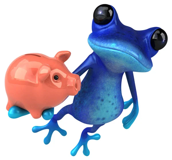 Fun Blue Frog Illustration — 스톡 사진