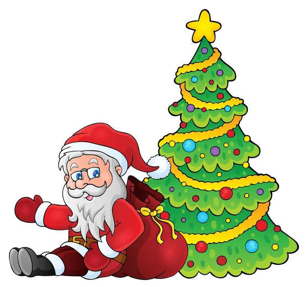 Papai Noel Por Tema Árvore Natal Ilustração Imagem — Fotografia de Stock