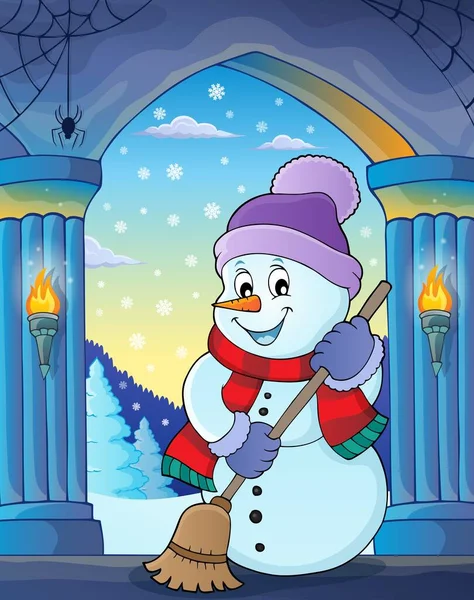 Winter Snowman Subject Image Picture Illustration — Stock Photo, Image