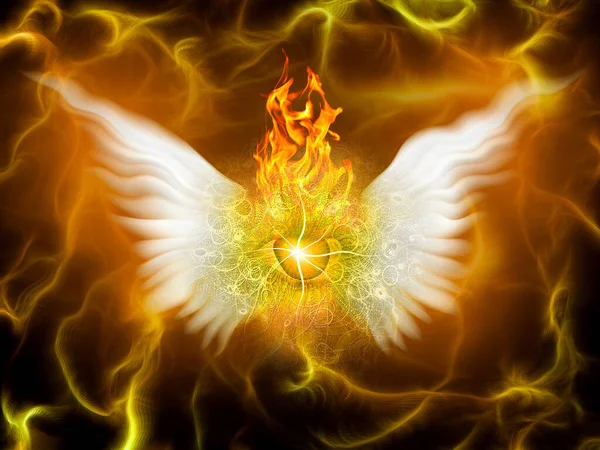 神の炎だ 火の中の翼のある目 — ストック写真