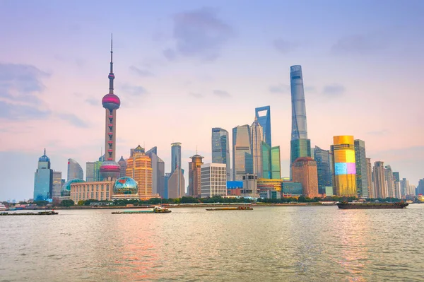 Színes Naplementét Több Mint Modern Építészet Skyline Shanghai Kína — Stock Fotó