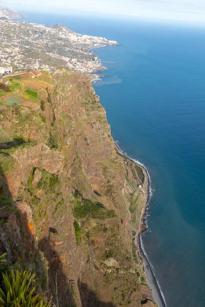 Вид Вниз Кабо Жирао Остров Мадейра Португалия Самая Высокая Скала — стоковое фото