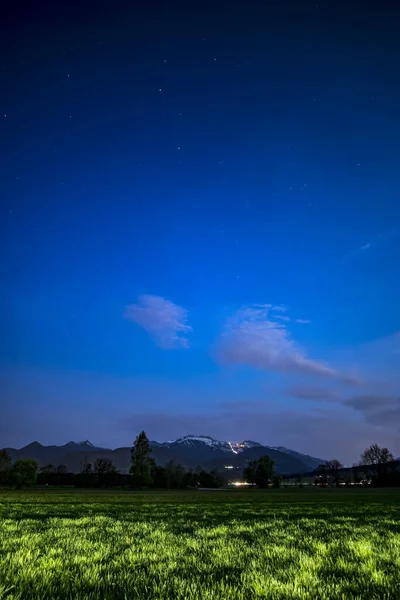 Uitzicht Kampenwand Beieren Duitsland Nachts Met Sterren — Stockfoto