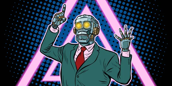 Cyberpunk Stil Der 80Er Jahre Emotionaler Lautsprecherroboter Diktatur Der Gadgets — Stockfoto