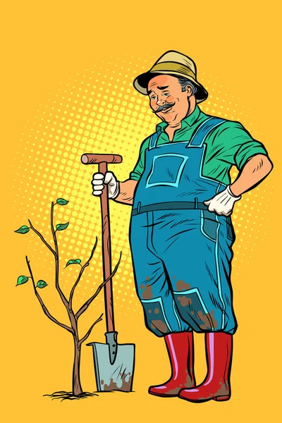 Old Gardener Plants Seedling Ecology Gardening Trees Garden Tools Pop — Stock Photo, Image