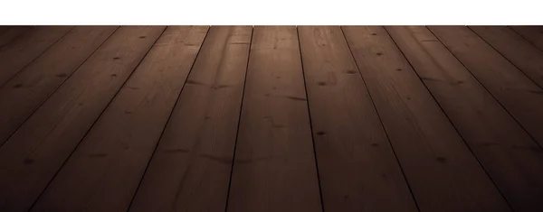 Ciemny Brąz Drewnianych Desek Jako Tabeli Lub Podłodze Perspektywie Białym — Zdjęcie stockowe