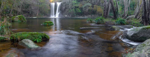 Hermosa Foto Panorámica Una Cascada España Cascada Del Moli Dels — Foto de Stock