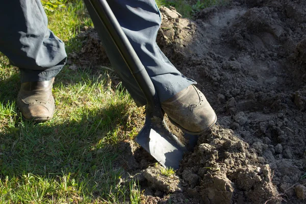 Trabajando Jardín Granja Brotes Hierba Botas — Foto de Stock