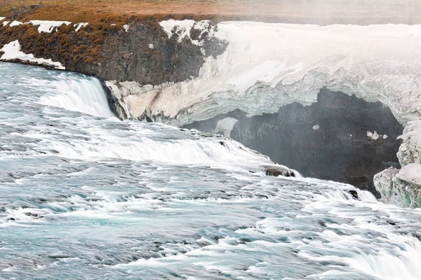 Close Poderosa Cachoeira Gullfoss Islândia — Fotografia de Stock